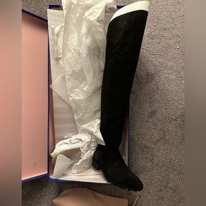 NWB Stuart Weitzman Black Over-Knee Suede Boots
